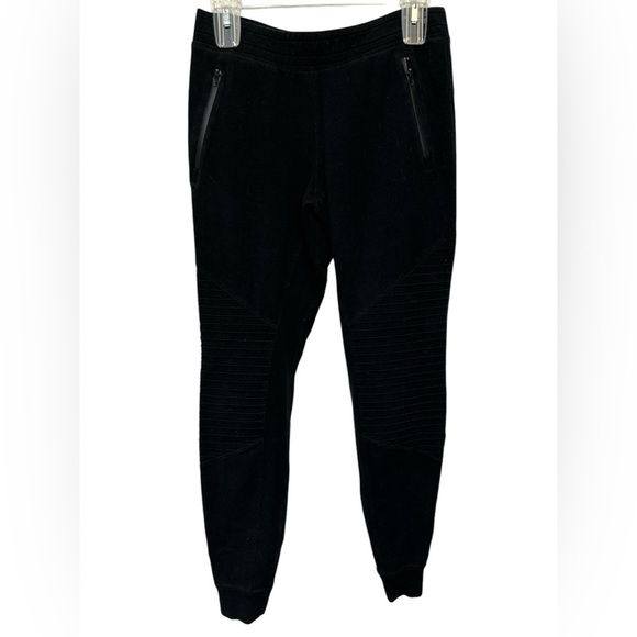Alo Yoga Urban Moto Jogger Sweatpants Black Tapered Zip Pockets Gym - Picture 1 of 9